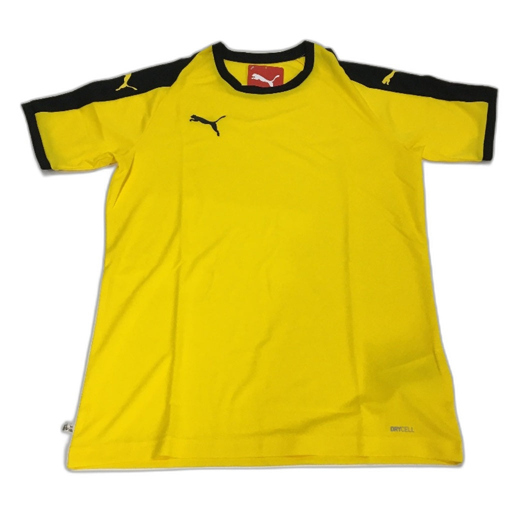 PUMA LIGA Jersey Cyber Yellow & Black Sports T Shirt Training Top Mens Size XS
