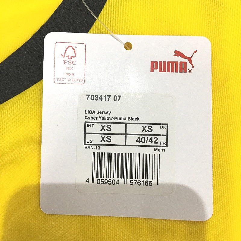 PUMA LIGA Jersey Cyber Yellow & Black Sports T Shirt Training Top Mens Size XS