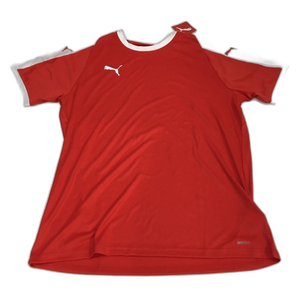 PUMA LIGA Jersey Red & White Short Sleeve Tshirt Training Top Tee Mens Size L