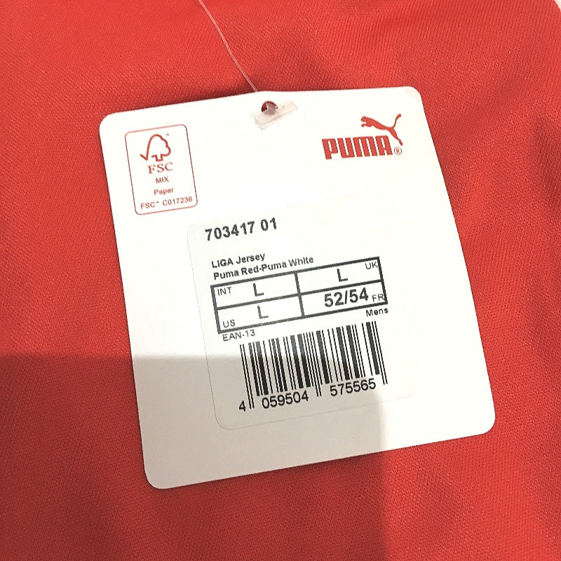 PUMA LIGA Jersey Red & White Short Sleeve Tshirt Training Top Tee Mens Size L