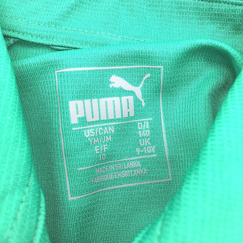 PUMA Green Drycell Short Sleeve Polo Shirt Kids Training Top Youth Size M 9-10Y