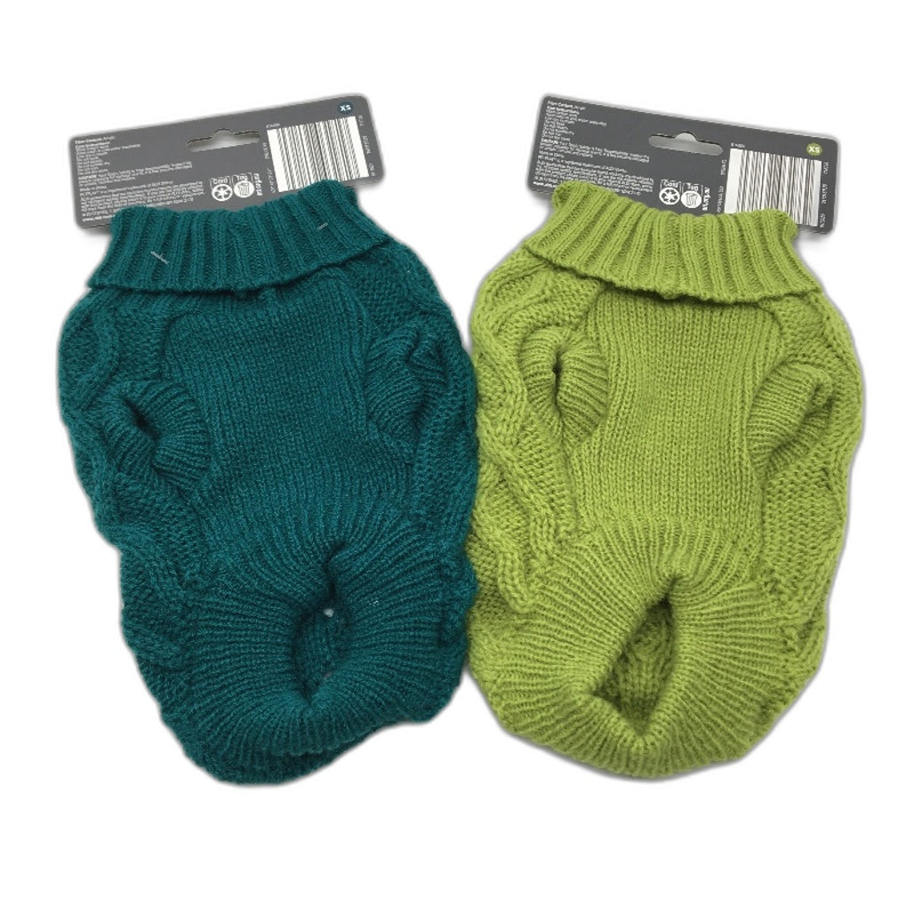 Petplay 3 Pack Warm And Cozy Extra Small Dog Jumper Knit Sweater Emerald Green