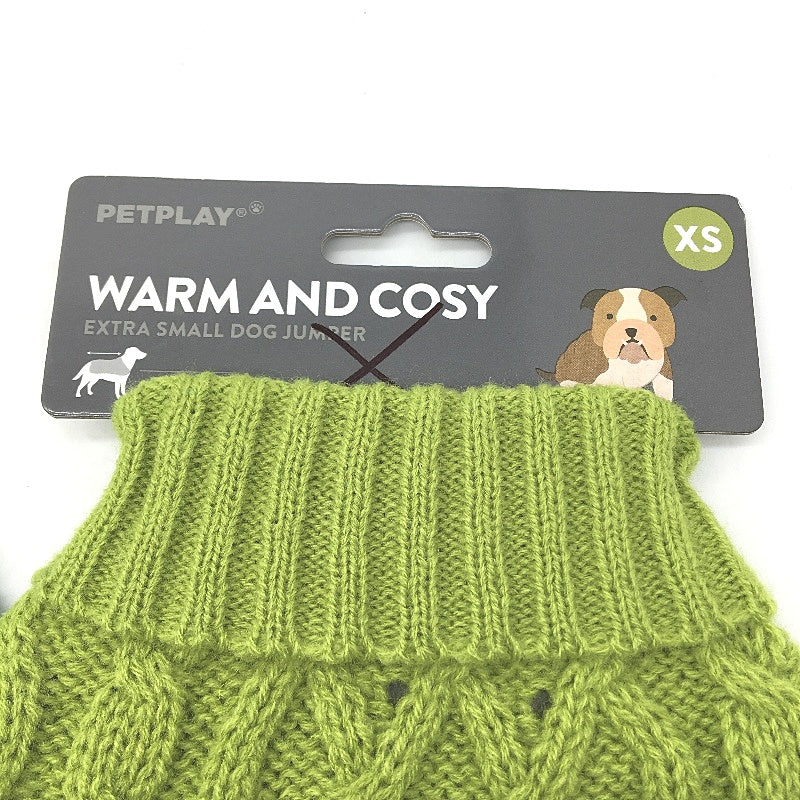 Petplay 3 Pack Warm And Cozy Extra Small Dog Jumper Knit Sweater Emerald Green