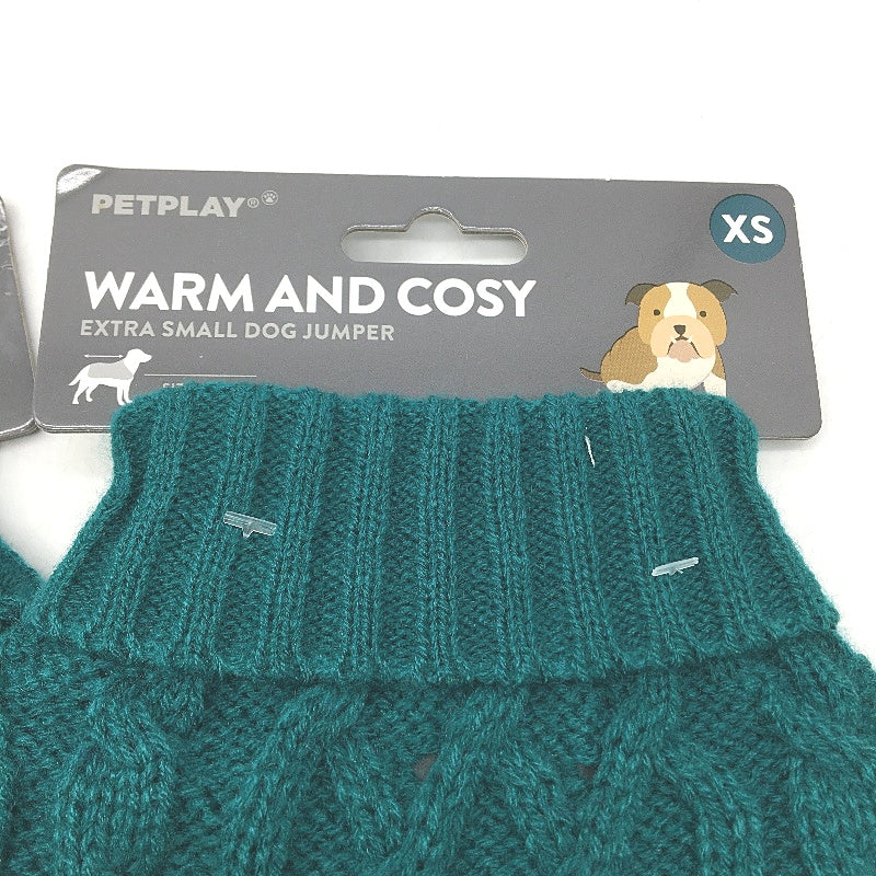 Petplay 3 Pack Warm And Cozy Extra Small Dog Jumper Knit Sweater Emerald Green