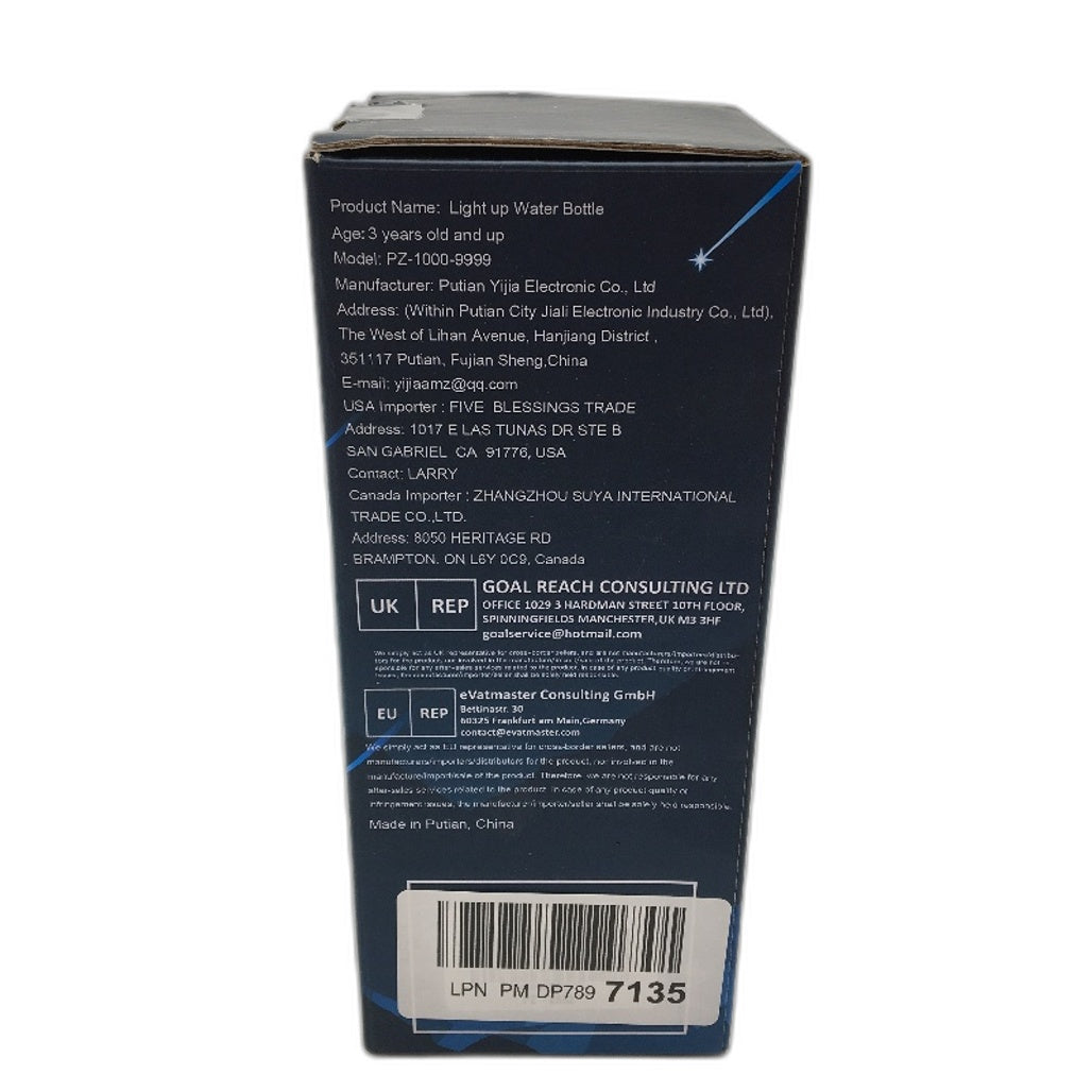 Light Up Water Bottle 14 Oz 414ML 3D LED Glowing Soccer Theme Kids Travel Cup