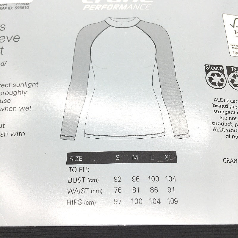 Crane Performance Black & White Long Sleeve Rash Vest Ladies Size L NEW