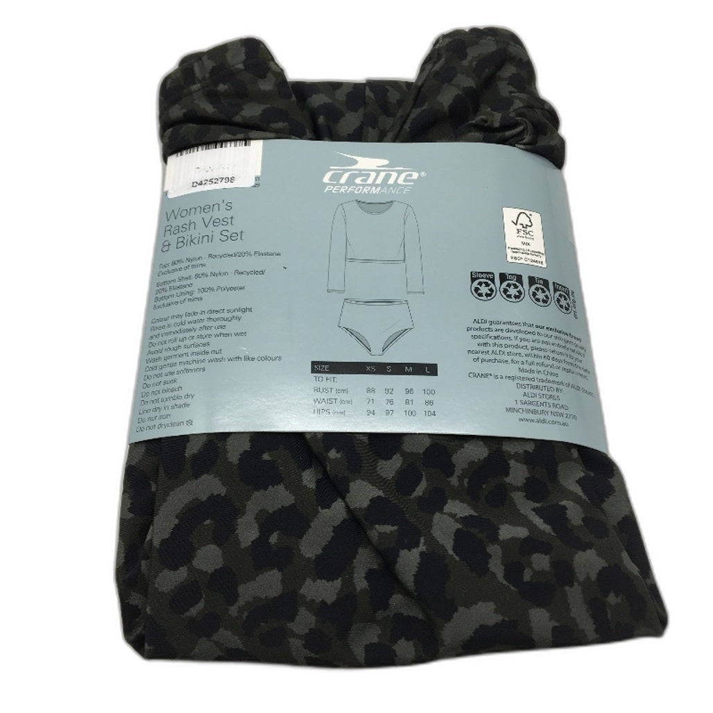 Crane Performance Black & Camo Rash Vest & Bikini Set Swimwear Ladies Sze XS NEW