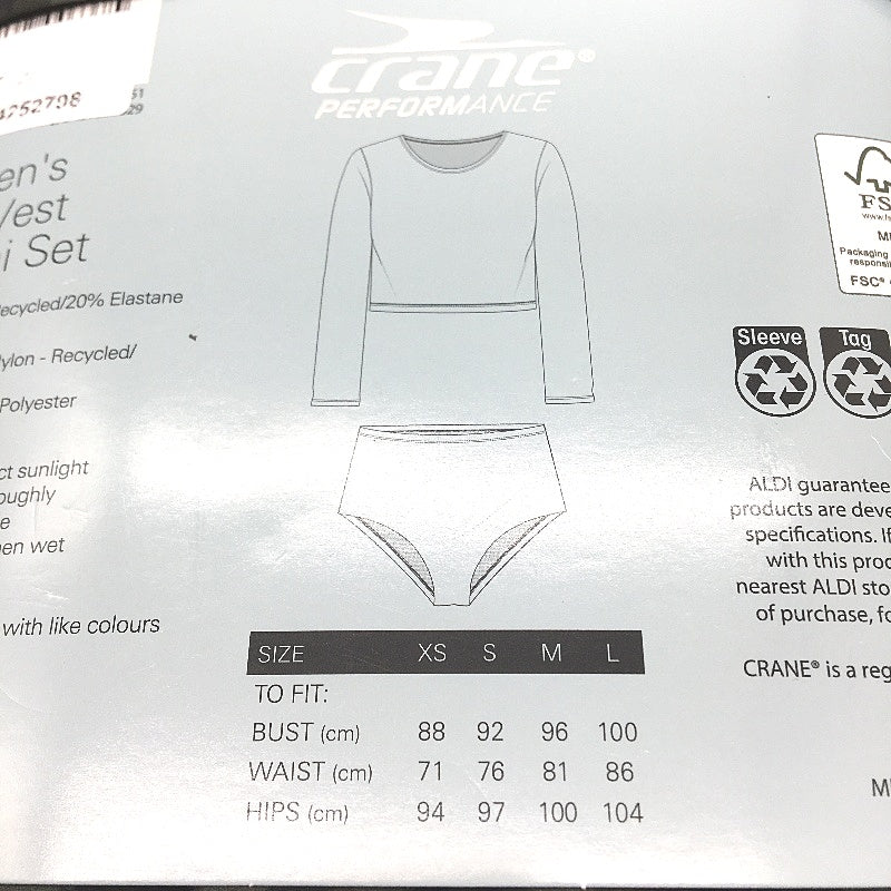 Crane Performance Black & Camo Rash Vest & Bikini Set Swimwear Ladies Sze XS NEW