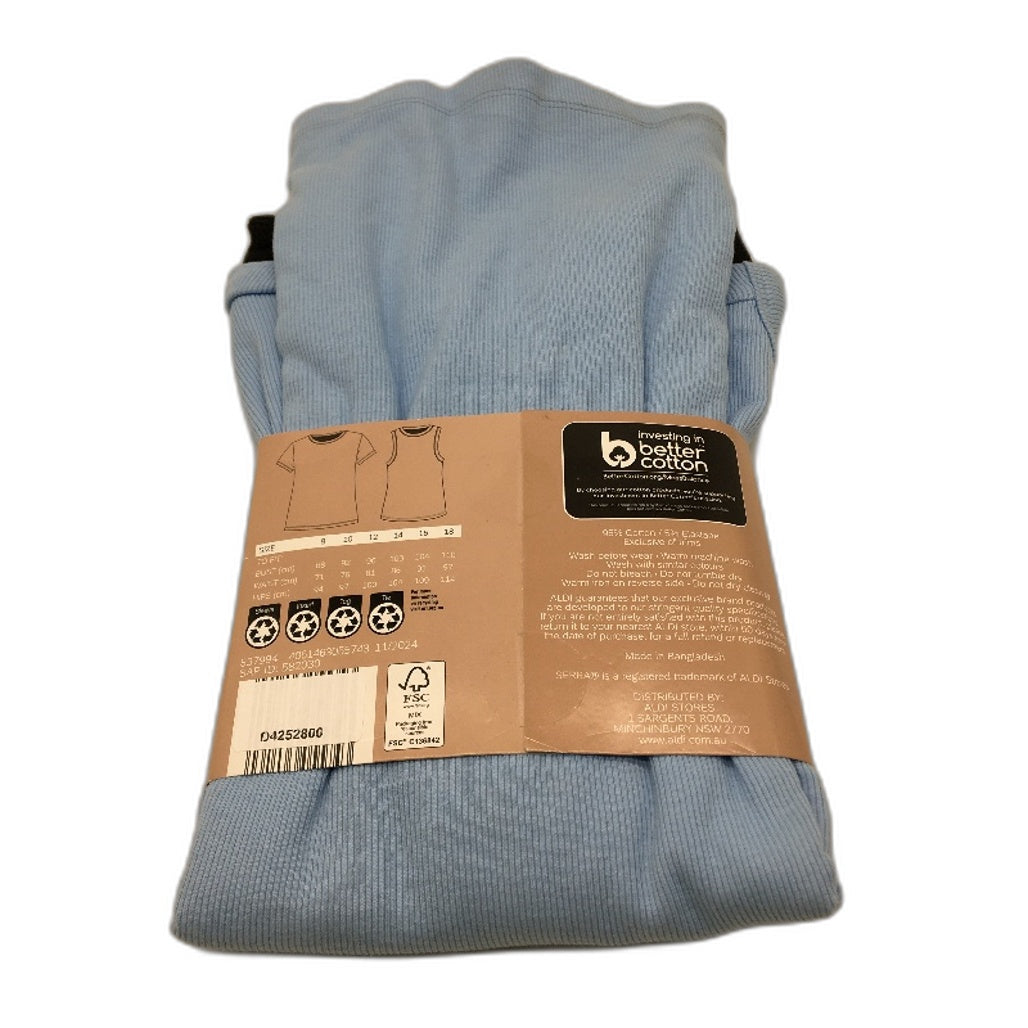 Serra 2Pce Cotton Blend Light Blue & Navy Tee & Singlet Pack Ladies Size 12 NEW