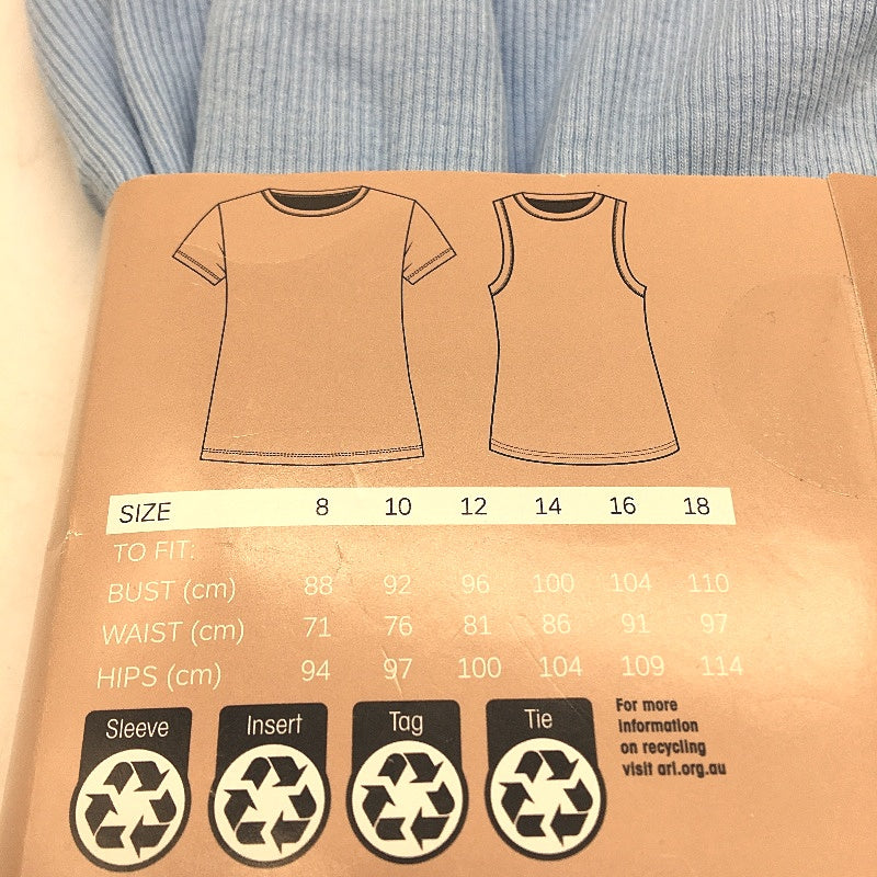 Serra 2Pce Cotton Blend Light Blue & Navy Tee & Singlet Pack Ladies Size 12 NEW