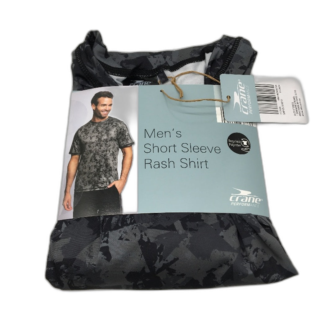 Crane Performance Grey Geo Pattern Short Sleeve Rash Vest Mens Sze M NEW