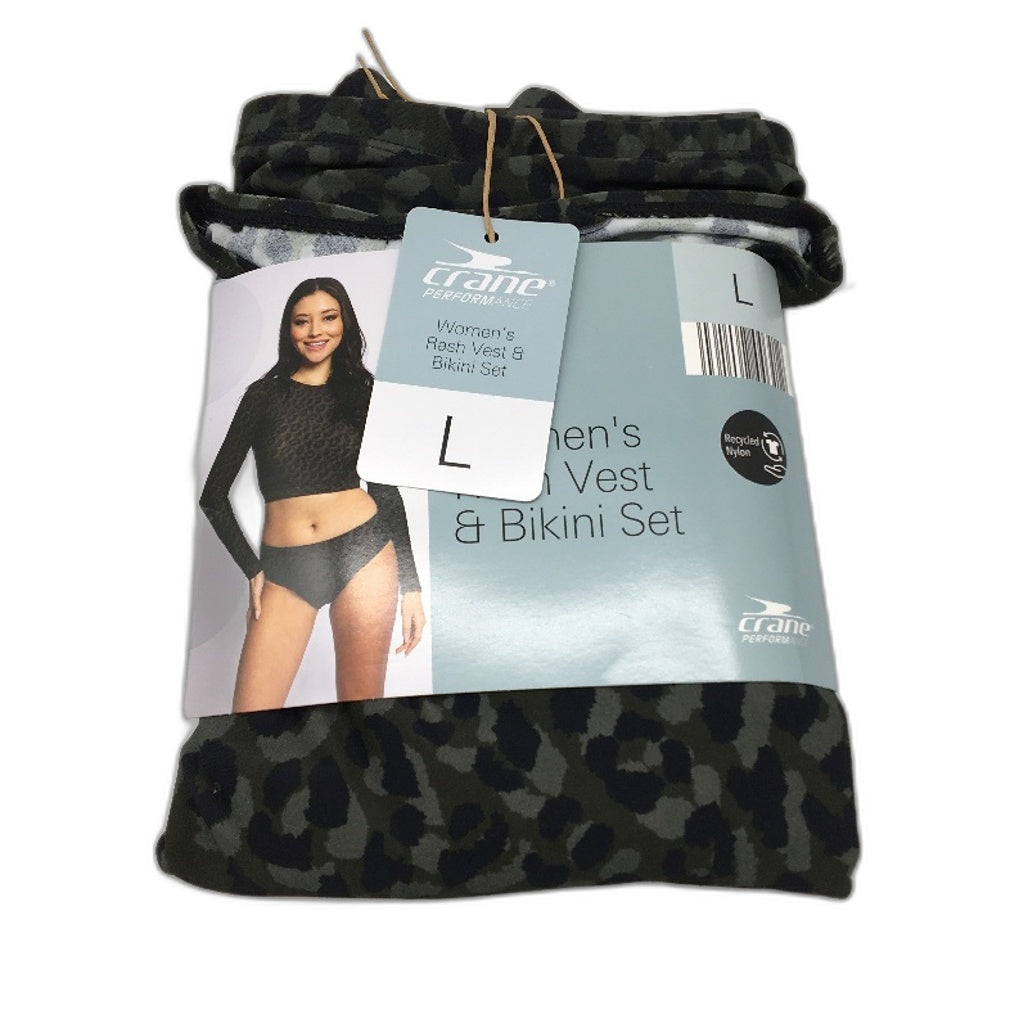 Crane Performance Black & Camo Rash Vest & Bikini Set Swimwear Ladies Sze L NEW