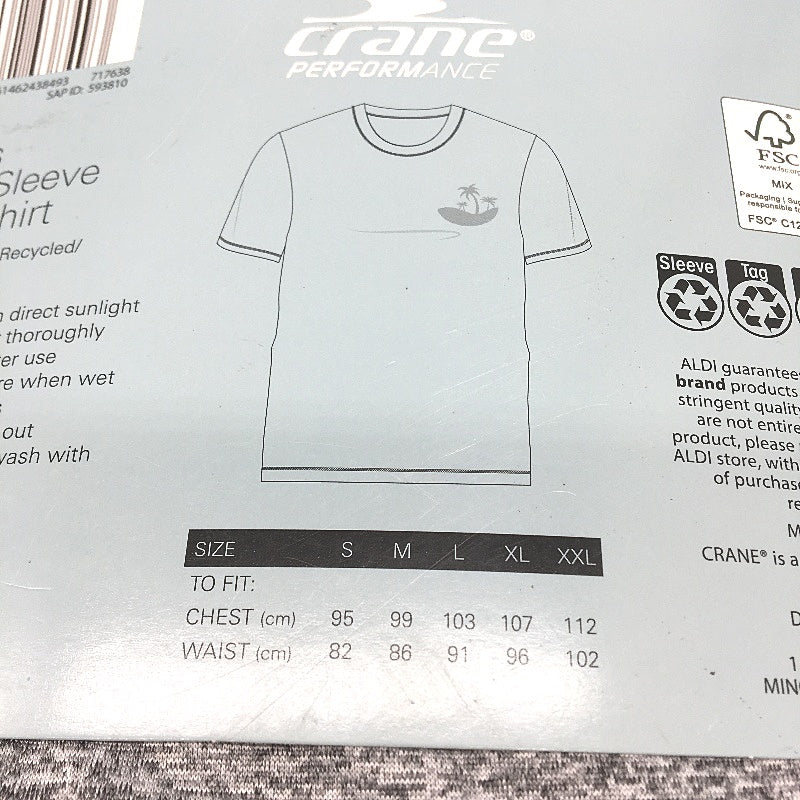 Crane Performance 2 Pack Long & Short Sleeve Grey Rash Vests Mens Size XL NEW