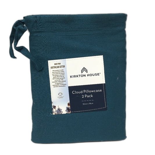 Kirkton House 2 Piece Teal Green 400TC Cotton Cloud Pillowcases NEW
