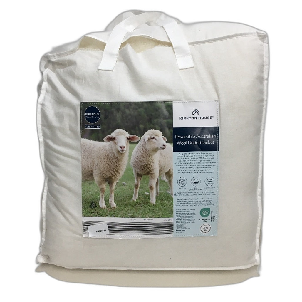 Kirkton House Reversible 100% Australian Wool Winter Underblanket QUEEN NEW