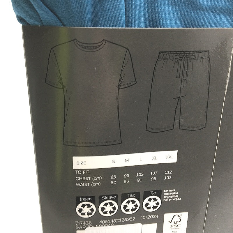 Westbay Teal Black Modal Cotton Blend Short Sleeve PJ Set Mens Size L NEW