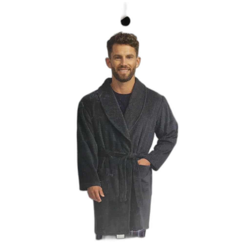 Westbay Soft Plush Grey Waist Tie Up Coral Fleece Robe Mens Size XL NEW