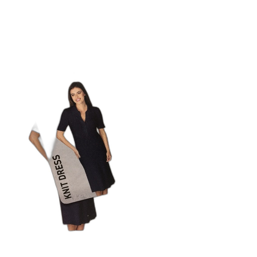 Serra Navy Blue Regular Fit Short Sleeve Ribbed Knit Dress Ladies Size 8 NEW