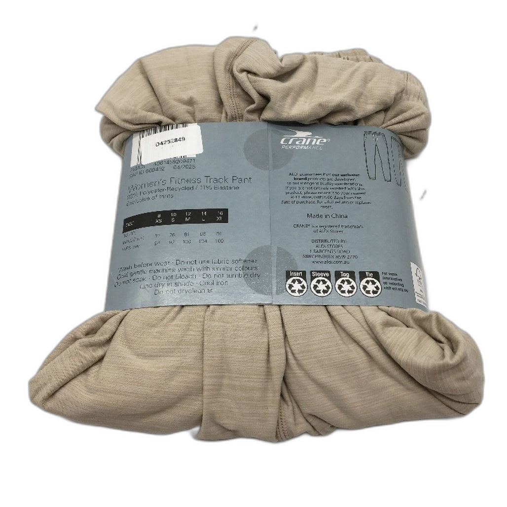 Crane Performance Womens Fitness Beige Lightweight Track Pants Size M NEW