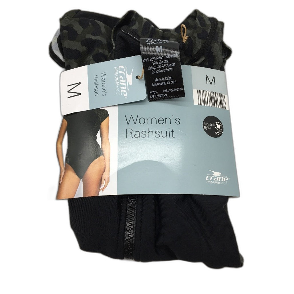 Crane Performance Black & Camo 1/4 Zip Rashsuit Swimwear Ladies Size M NEW