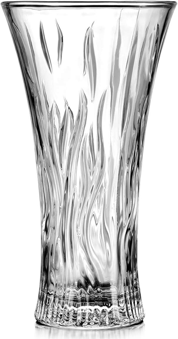 JASVIC 30cm Flame Style Cut Crystal Glass Large Tapered Vase NEW