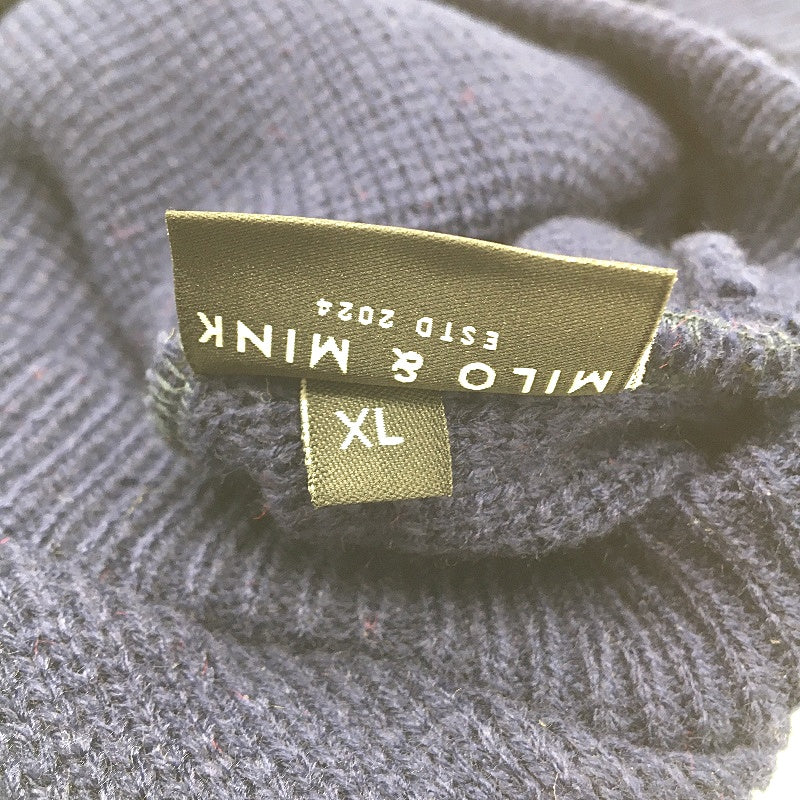 Milo & Mink Navy, White & Red Knit Striped Turtleneck Winter Dog Jumper Size S