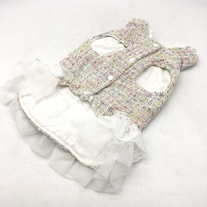 Chic Multicoloured Pastel Doggy Button Up Dress Up Dog Vest Tutu Size XS