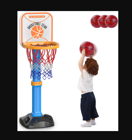 Basketball Game Set For Toddlers Basketball Hoop Adjustable Height 4x Balls