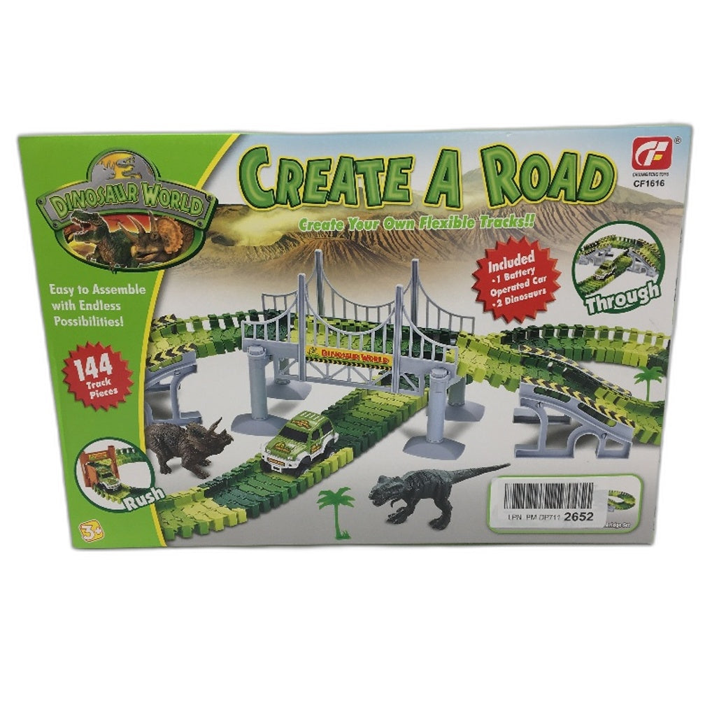 Chuang Feng Dinosaur World Create A Road Flexible Race Car Track With 2 Cars Set