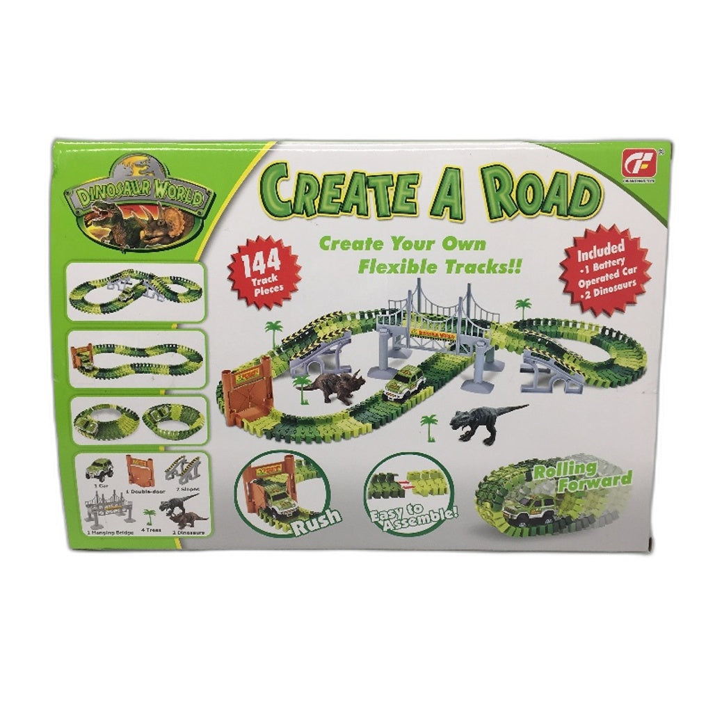 Chuang Feng Dinosaur World Create A Road Flexible Race Car Track With 2 Cars Set