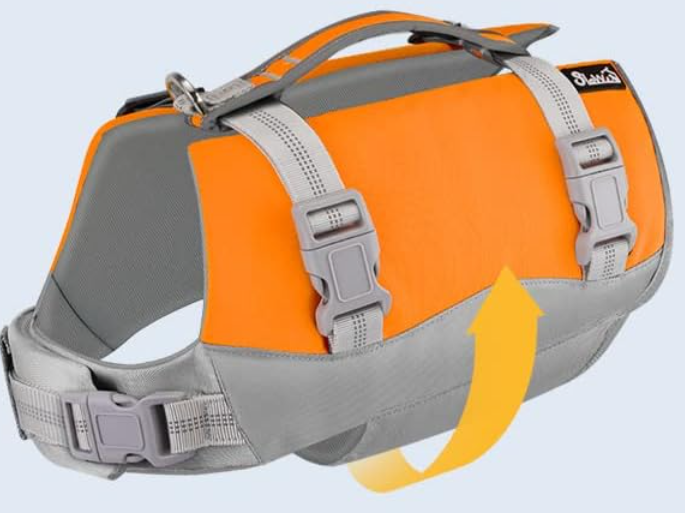 SlowTon Dog Life Jacket Floatation Vest Reflective Rescue Handle Size Large NEW