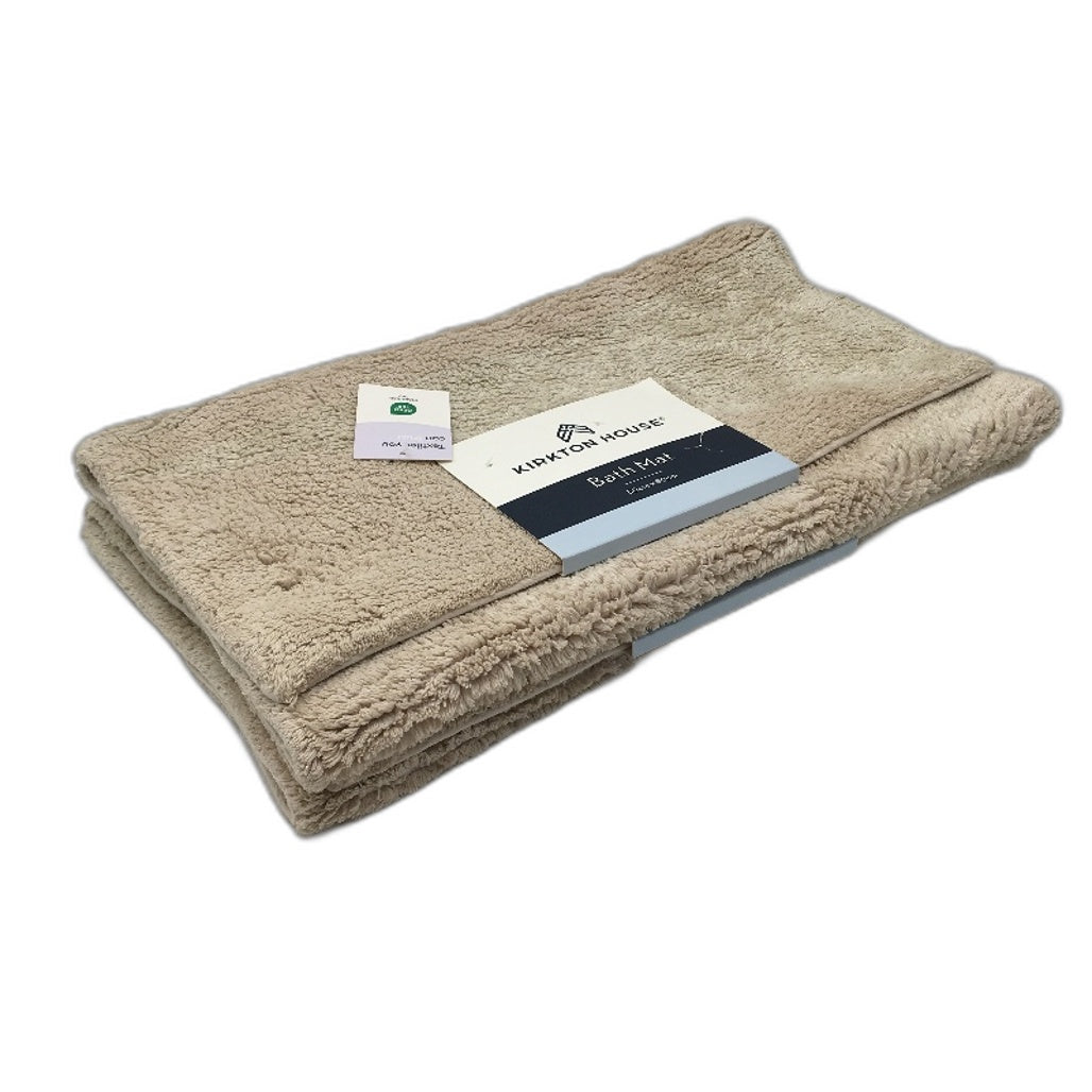 Kirkton House 2 Piece Deco Geometry Oatmilk Beige 50x80cm Bath Mats NEW