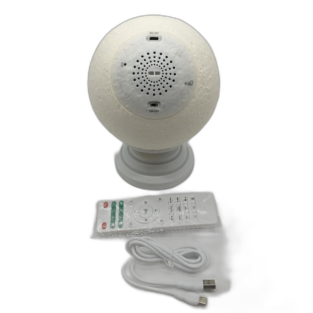 Smart Slow Rotating RGB Moon Lamp with Ambient Calm Sounds in White NEW