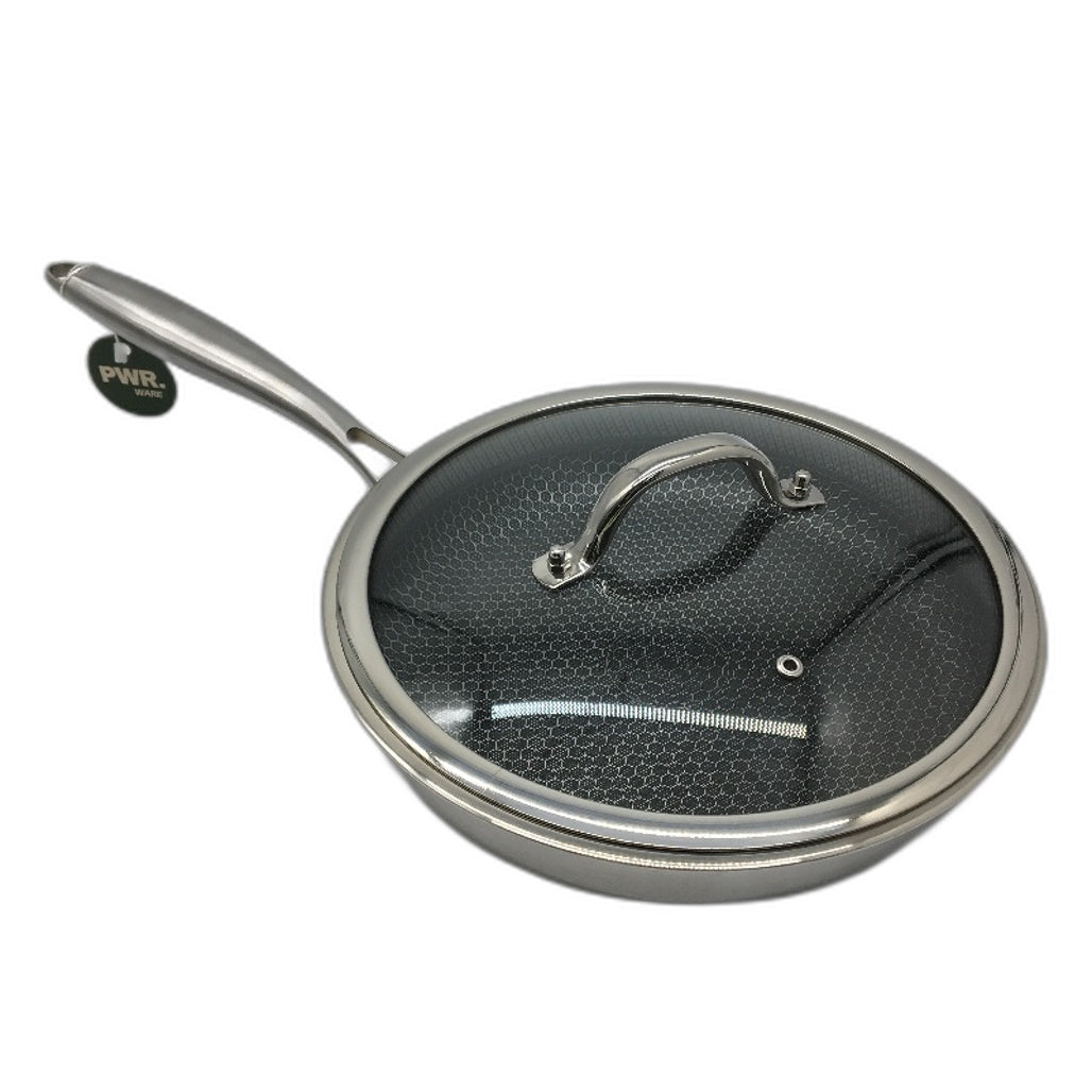 PWR WARE 11 Inch Hybrid Non Stick Dishwasher Safe All Hobs Frying Pan & Lid NEW