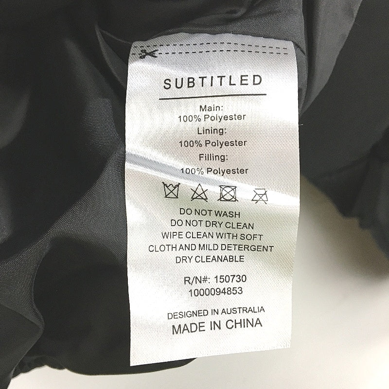 Subtitled Black Casey Cropped Puffer Jacket Ladies Size L NEW