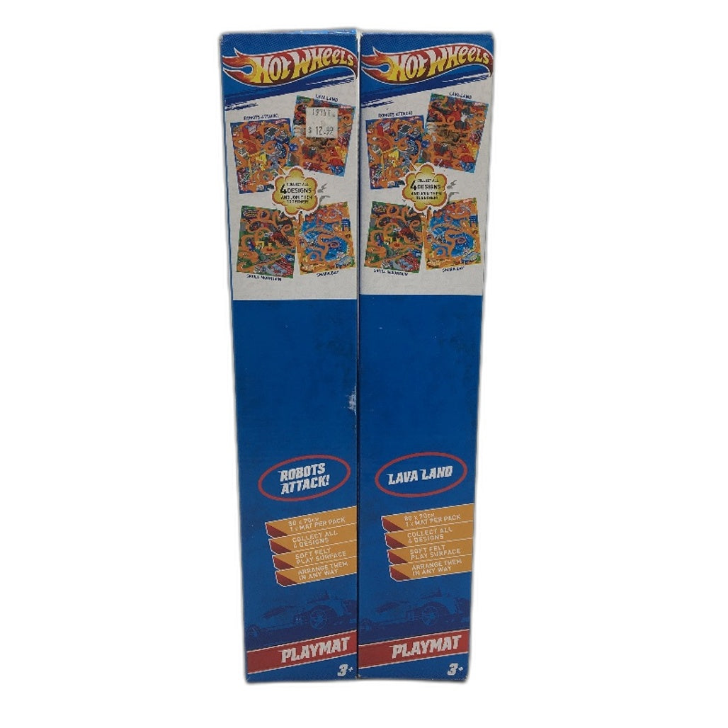 2011 2x Collectable Hot Wheels Felt Play Mats Lava Land & Robots Attack NEW