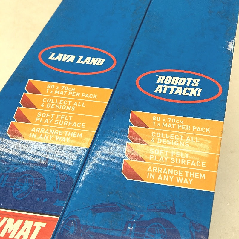 2011 2x Collectable Hot Wheels Felt Play Mats Lava Land & Robots Attack NEW