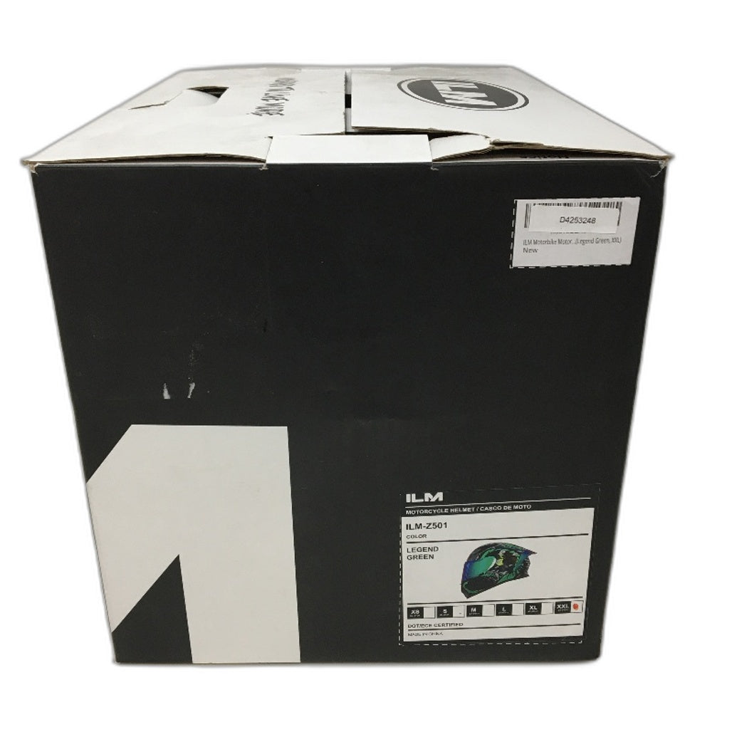 ILM Legend Green Dual Visor & Fins Motorcycle Helmet Adult Size XXL 63-64cm NEW