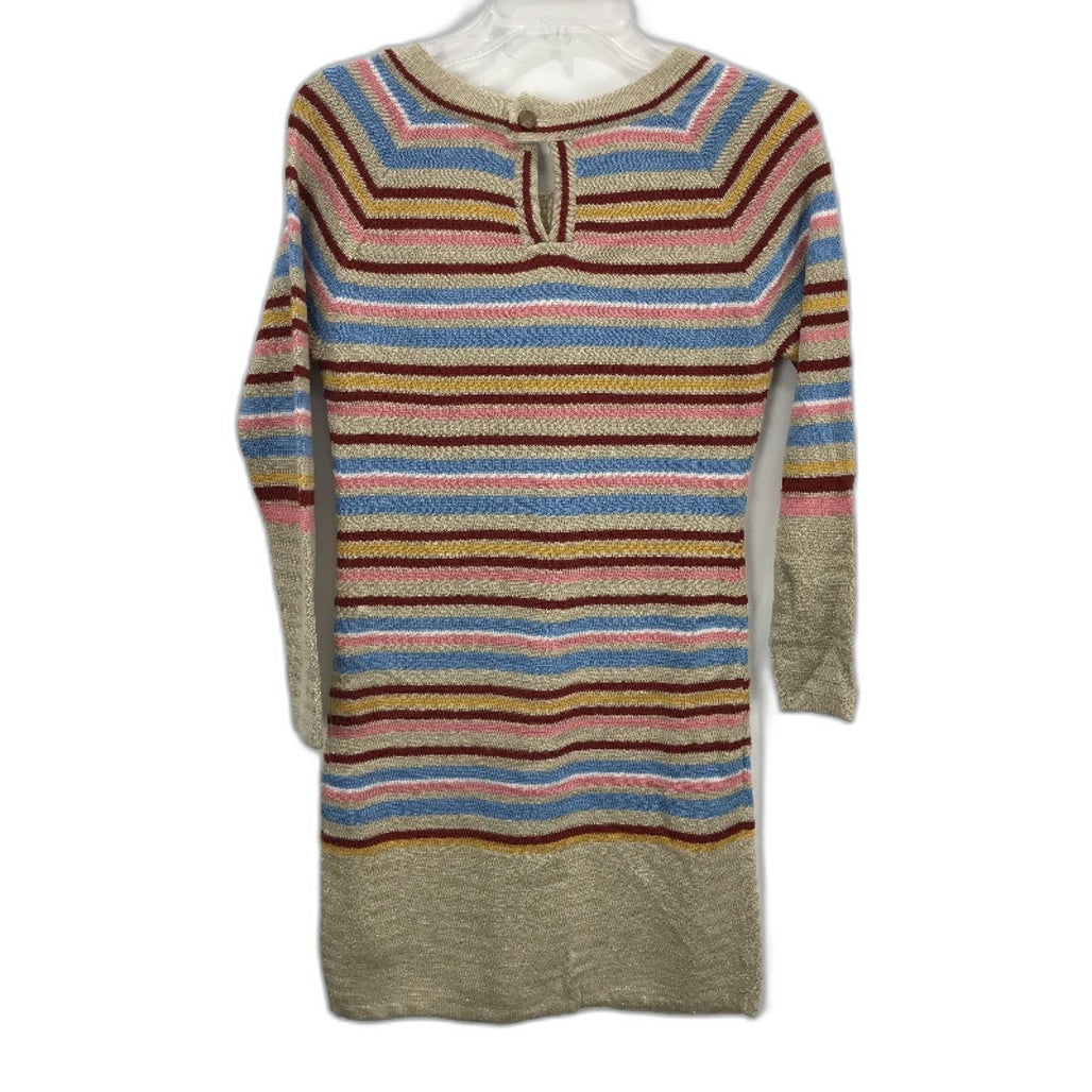 Pink Women Gold Fleck Multicoloured Striped Knit Jumper Ladies Size S NEW