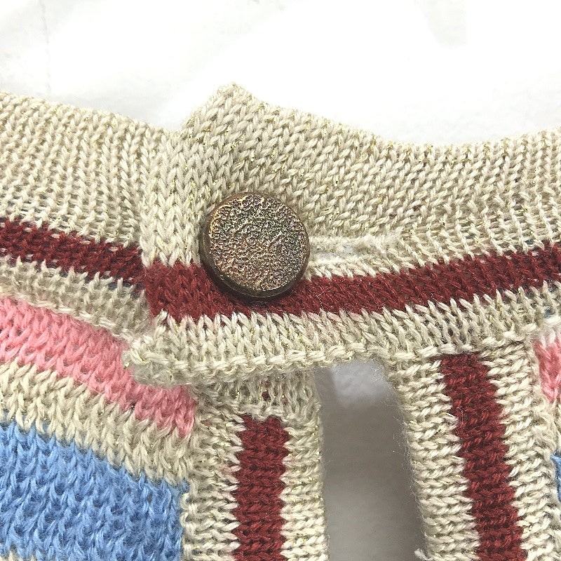 Pink Women Gold Fleck Multicoloured Striped Knit Jumper Ladies Size S NEW