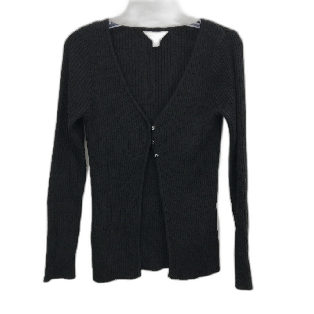 Subtitled Black Mid Button Long Sleeve Knit Top Ladies Size XS NEW