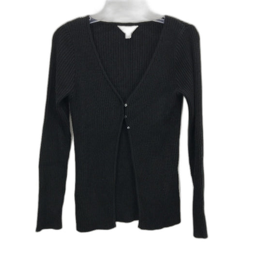 Subtitled Black Mid Button Long Sleeve Knit Top Ladies Size XS NEW