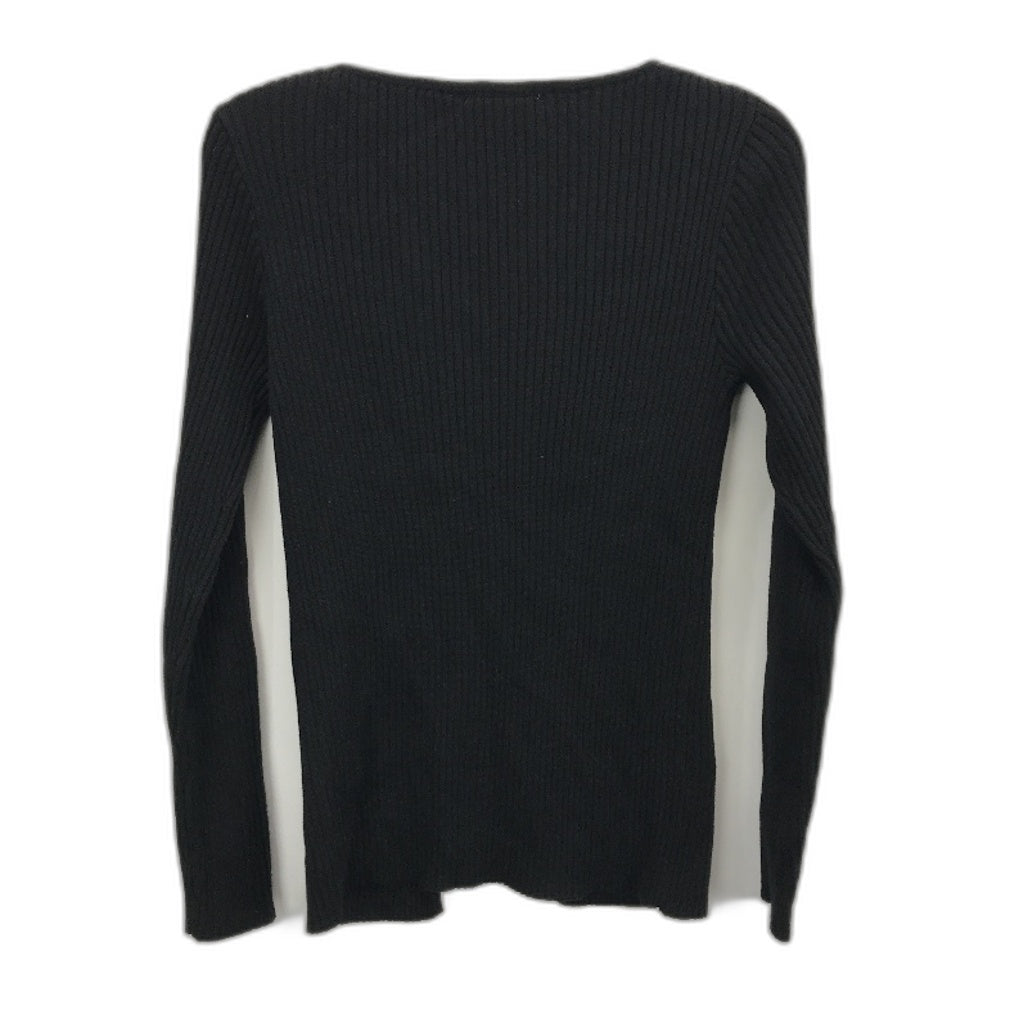 Subtitled Black Mid Button Long Sleeve Knit Top Ladies Size XS NEW