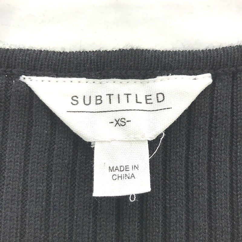 Subtitled Black Mid Button Long Sleeve Knit Top Ladies Size XS NEW