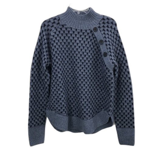 Regatta Blue Scallop Round Neck Button Feature Knit Top Ladies Size 10 NEW