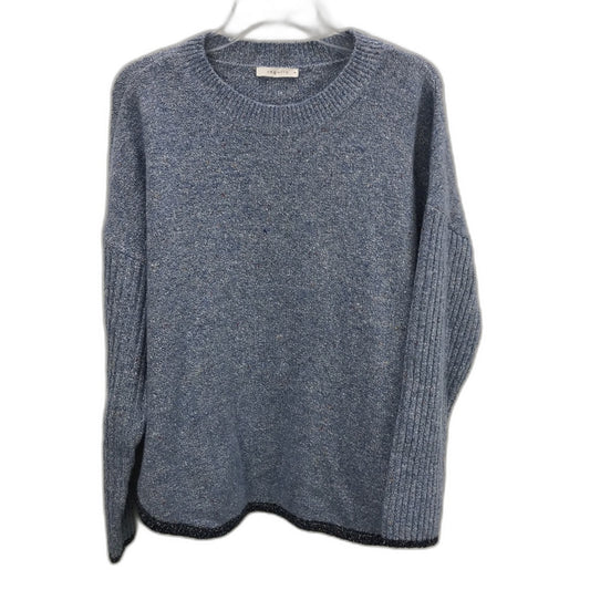 Regatta Blue Scallop Round Neck Ribbed Sleeve Knit Top Ladies Size 10 NEW