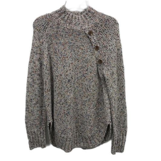 Regatta Grey With Flecks Round Neck Button Feature Knit Top Ladies Size 10 NEW