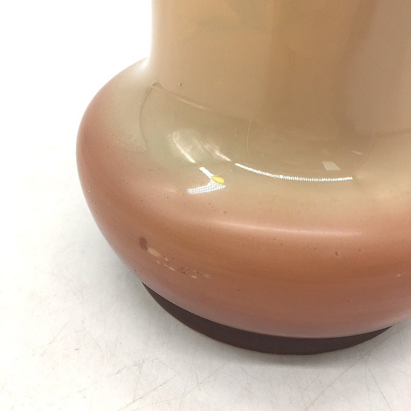 VINTAGE Hand Painted Gold Accent Cream & Brown Thin Scallop Ceramic Vase 25cm