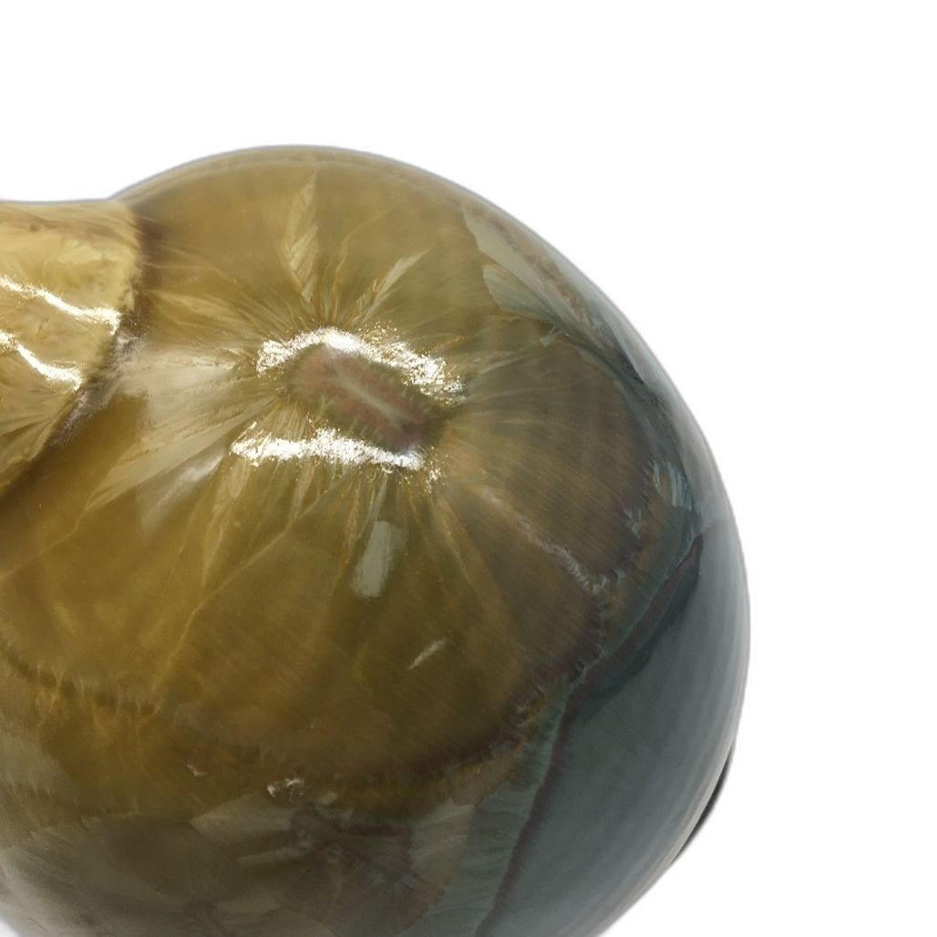 VINTAGE Unique Flower Imprint 2 Tone Khaki & Blue Glase Bud Vase 21cm