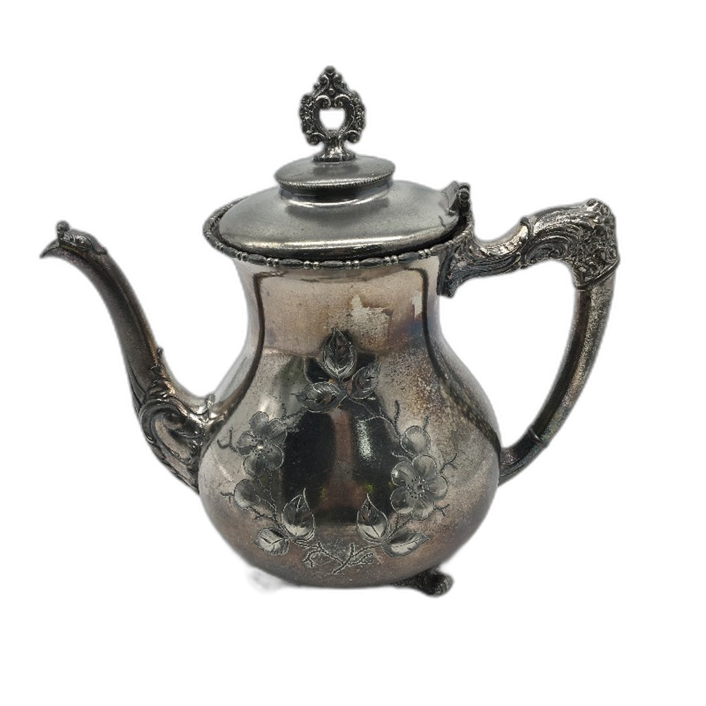 VINTAGE Homan MFG Company Made In USA Quadruple Silver Plate Teapot